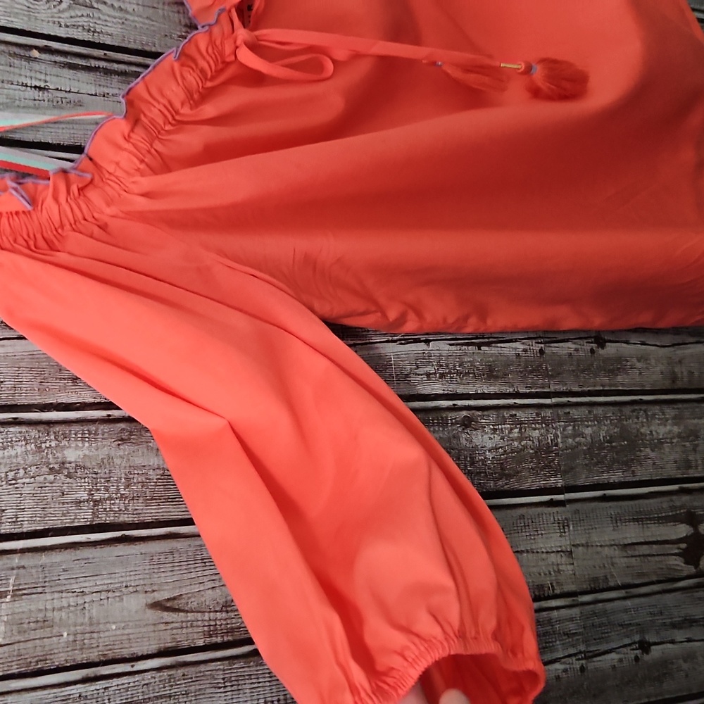 Trina Turk Ruffle Sleeve Off Shoulder Blouse Medium - Picture 3 of 7